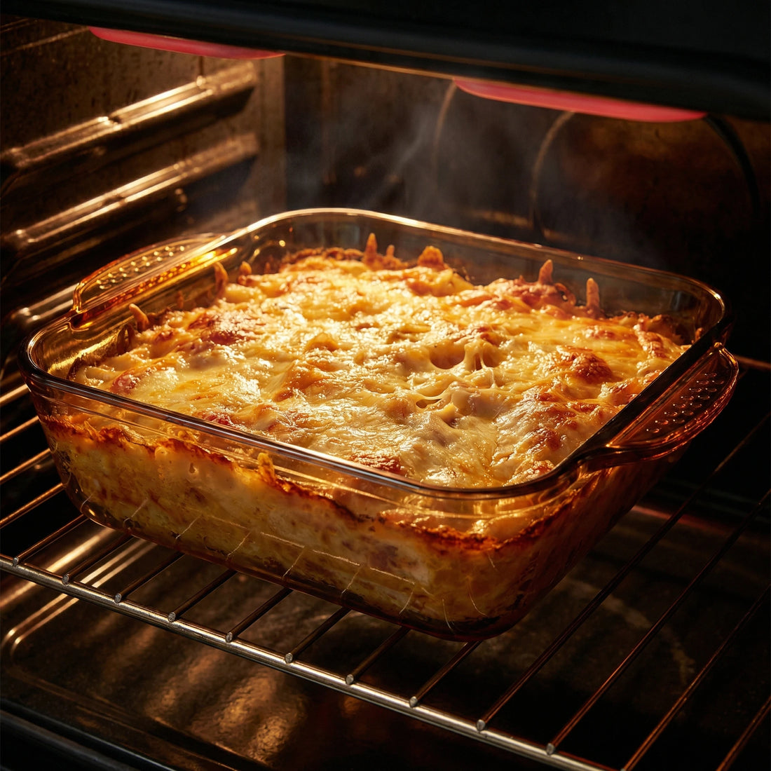 Sienna Glow round and square amber glass baker made of heat-resistant high borosilicate glass.SOLA & SIENNA.