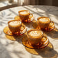 Sienna Glow Artisan Amber Coffee Cup & Saucer Set