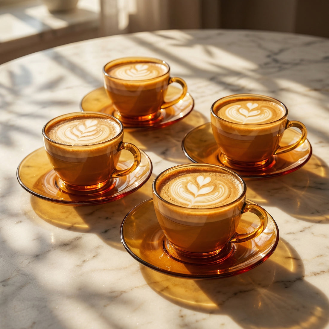 Sienna Glow Artisan Amber Coffee Cup & Saucer Set