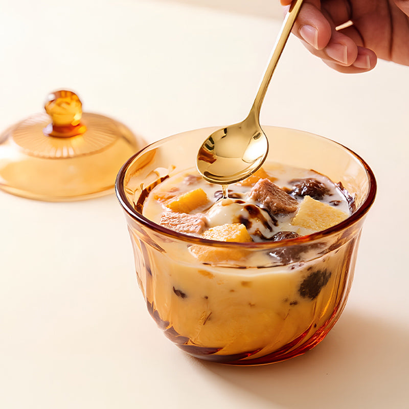 Sienna Glow Amber Glass Mini Casserole Pot with Lid