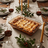 Sienna Glow amber borosilicate glass rectangular baker roasting pan for stylish oven cooking and serving.SOLA & SIENNA