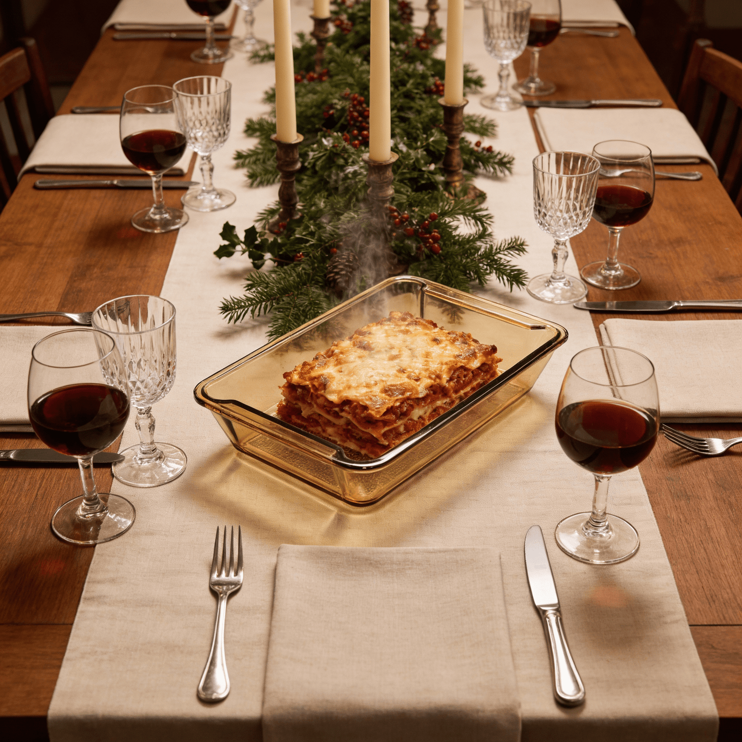 Sienna Glow amber borosilicate glass rectangular baker roasting pan for stylish oven cooking and serving.SOLA & SIENNA