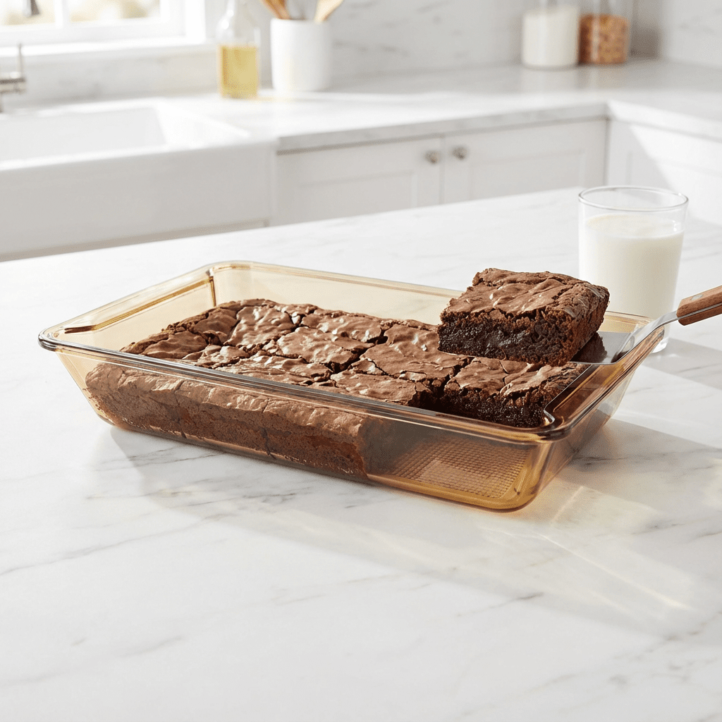 Sienna Glow amber borosilicate glass rectangular baker roasting pan for stylish oven cooking and serving.SOLA & SIENNA