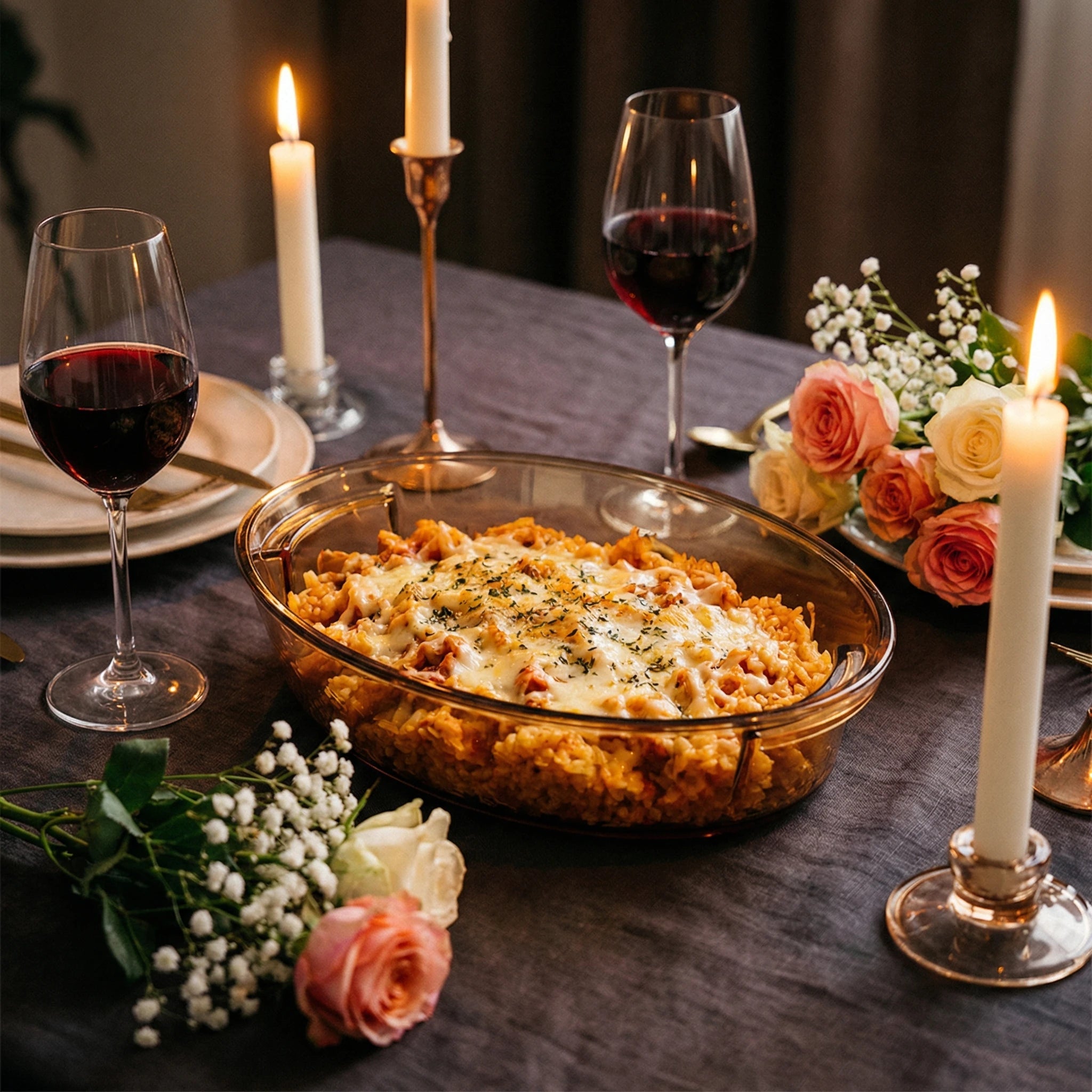 Sienna Glow high borosilicate amber glass oval baker for oven to table serving in 1.8qt and 2.7qt capacities.