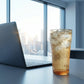 Sienna Glow ribbed amber glass tumbler in 12oz and 17oz sizes made of heat-resistant high borosilicate glass.SOLA & SIENNA