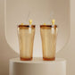Sienna Glow ribbed amber glass tumbler in 12oz and 17oz sizes made of heat-resistant high borosilicate glass.SOLA & SIENNA