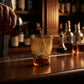 Sienna Glow ribbed amber glass tumbler made of heat-resistant borosilicate glass with elegant vertical texture.SOLA & SIENNA