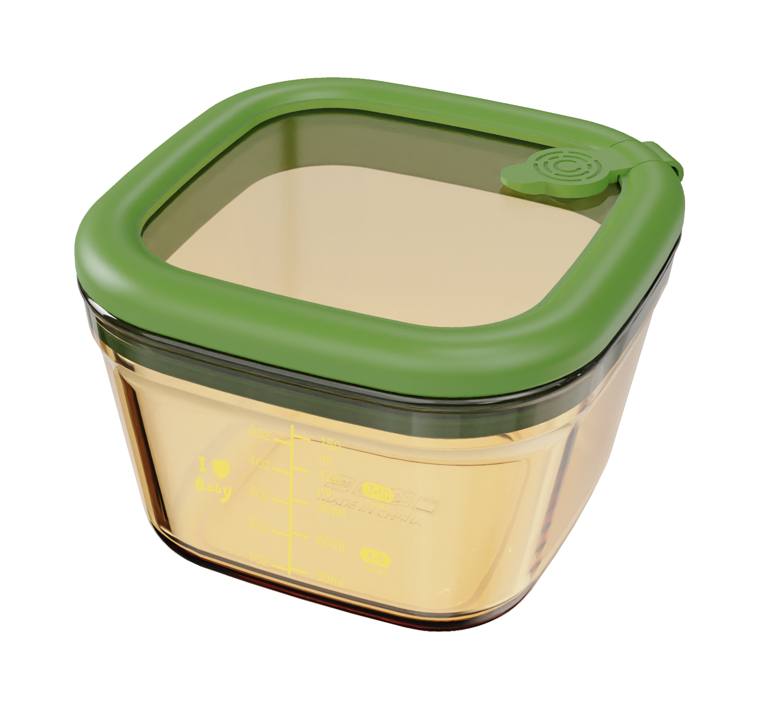 Graduated Amber Borosilicate Glass Food Container – Square – 210 ml, product code 30133