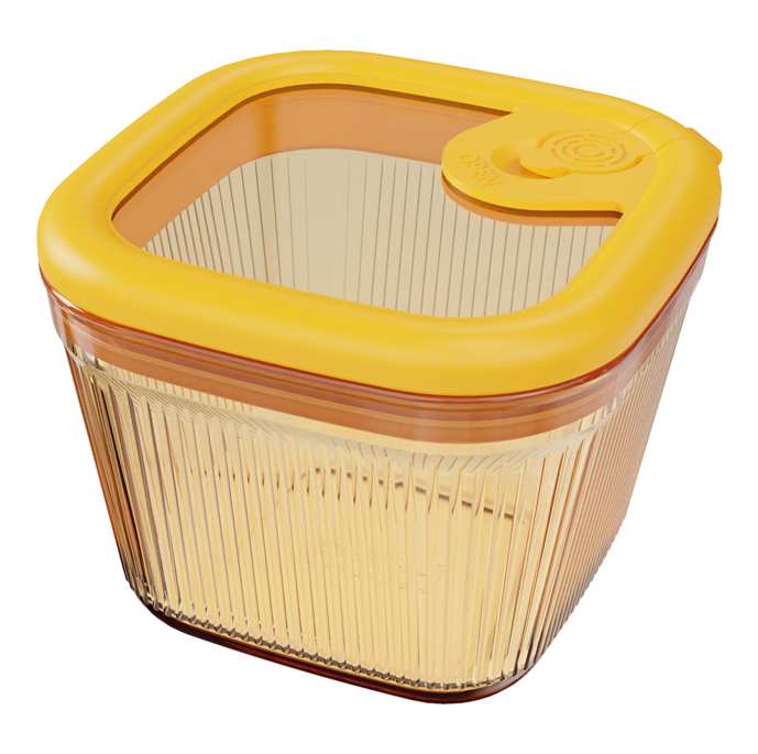 Vertical-Ribbed Amber Borosilicate Glass Food Container – Square – 240 ml, product code 30139
