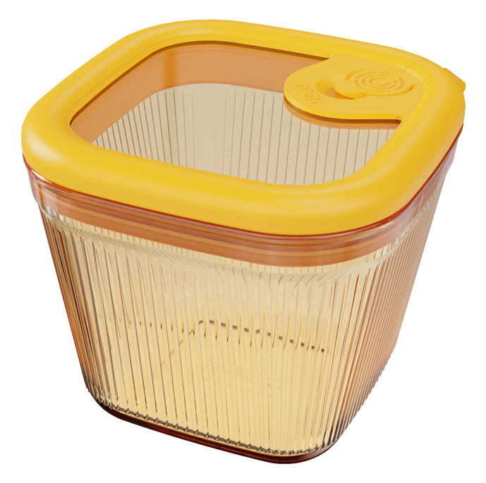 Vertical-Ribbed Amber Borosilicate Glass Food Container – Square – 270 ml, product code 30140