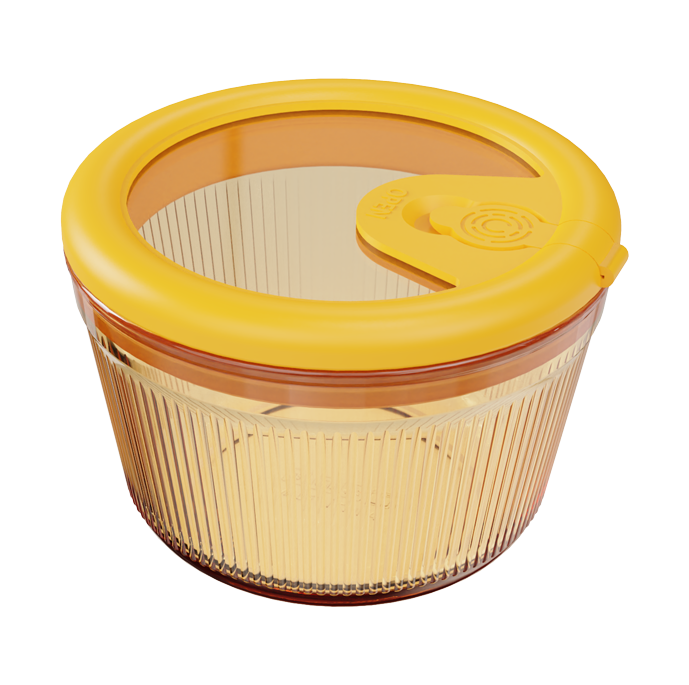 Vertical-Ribbed Amber Borosilicate Glass Food Container – Round – 190 ml, product code 30141