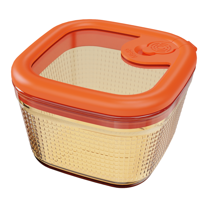 Diamond-Textured Amber Borosilicate Glass Food Container – Square – 210 ml, product code 30143