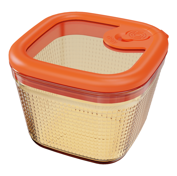 Diamond-Textured Amber Borosilicate Glass Food Container – Square – 240 ml, product code 30144