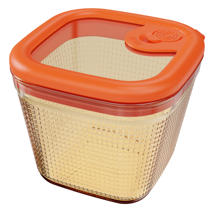 Diamond-Textured Amber Borosilicate Glass Food Container – Square – 270 ml, product code 30145