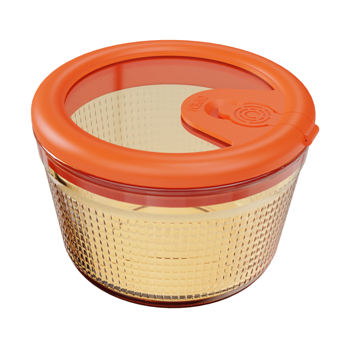 Diamond-Textured Amber Borosilicate Glass Food Container – Round – 190 ml, product code 30146