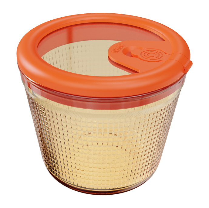 Diamond-Textured Amber Borosilicate Glass Food Container – Round – 240 ml, product code 30147