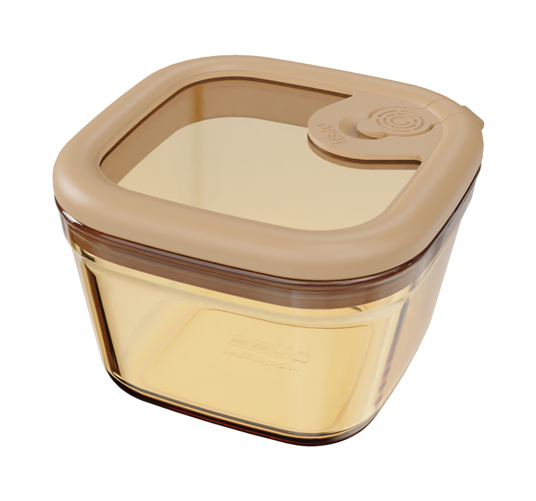 Smooth Amber Borosilicate Glass Food Container – Square – 210 ml, product code 30148
