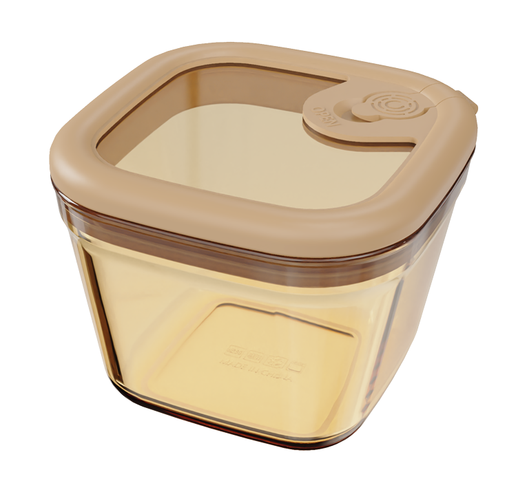 Smooth Amber Borosilicate Glass Food Container – Square – 240 ml, product code 30149