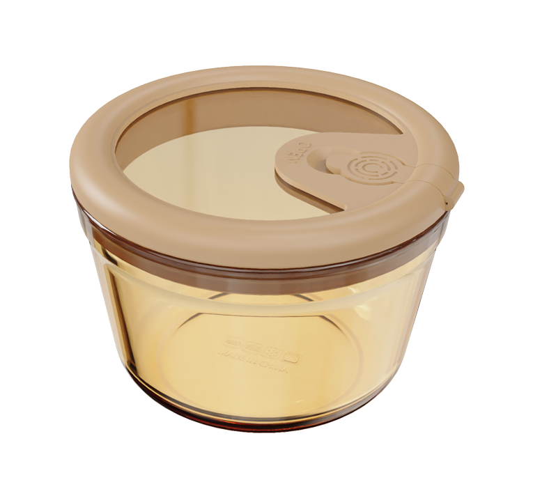 Smooth Amber Borosilicate Glass Food Container – Round – 190 ml, product code 30151