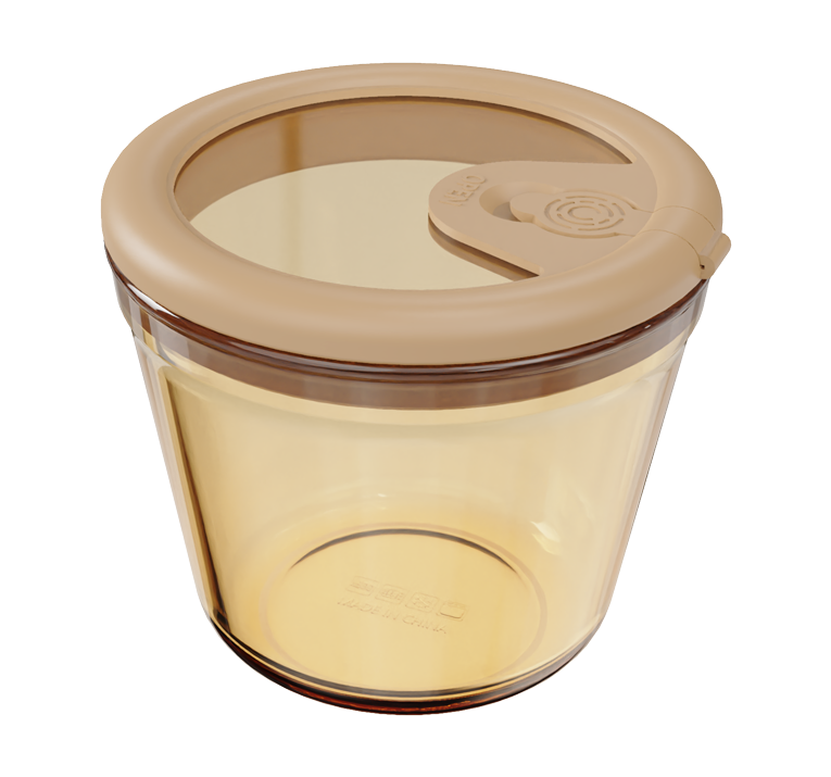 Smooth Amber Borosilicate Glass Food Container – Round – 240 ml, product code 30152
