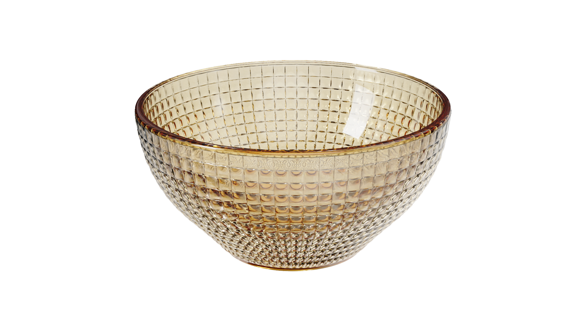 Dotted-Texture Amber Borosilicate Glass Bowl 6 in – 860 ml, product code 30250