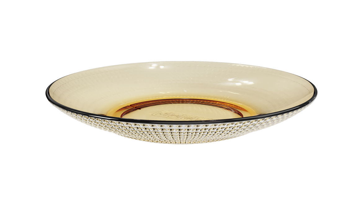 Dotted-Texture Amber Borosilicate Glass Plate 7.5 in – 510 ml, product code 30253