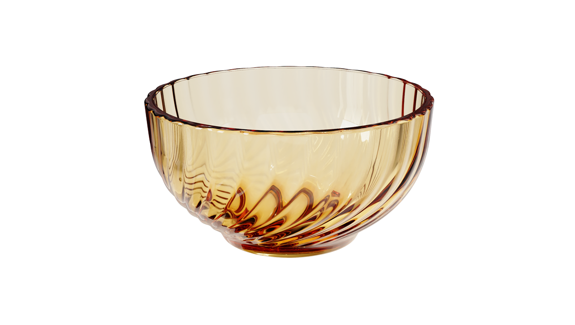 Amber ripple-textured borosilicate glass bowl 4.5 in – 360 ml, product code 30256