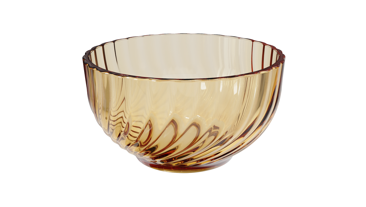 Amber ripple-textured borosilicate glass bowl 5.5 in – 525 ml, product code 30258