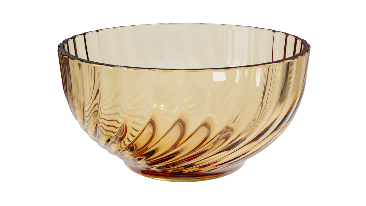 Amber ripple-textured borosilicate glass bowl 6 in – 920 ml, product code 30260