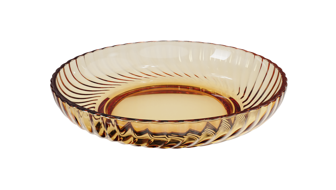 Amber ripple-textured borosilicate glass plate 7 in – 525 ml, product code 30263