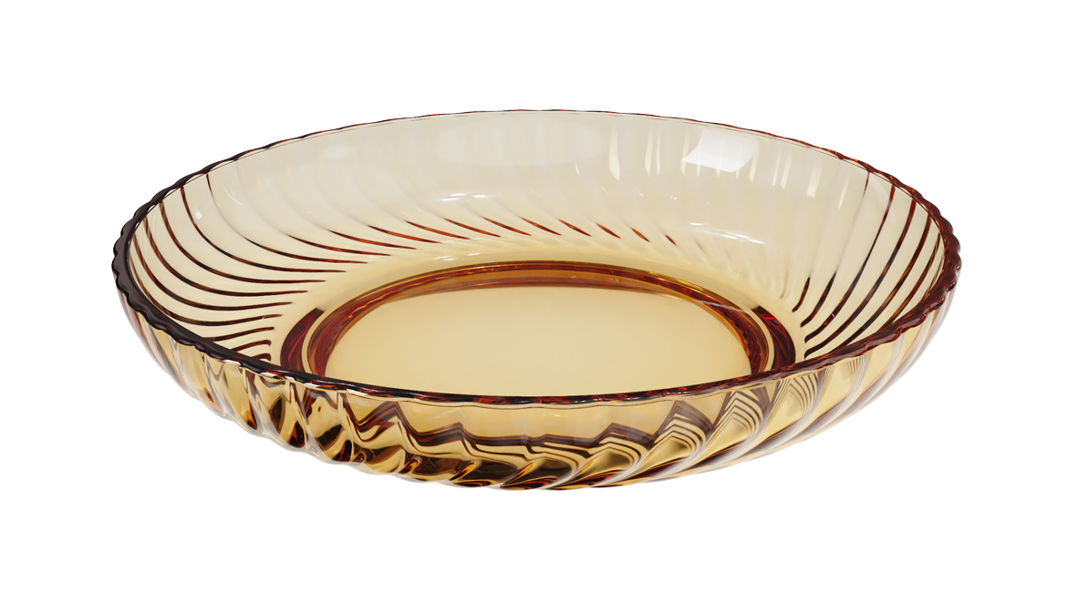 Amber ripple-textured borosilicate glass plate 8 in – 740 ml, product code 30265