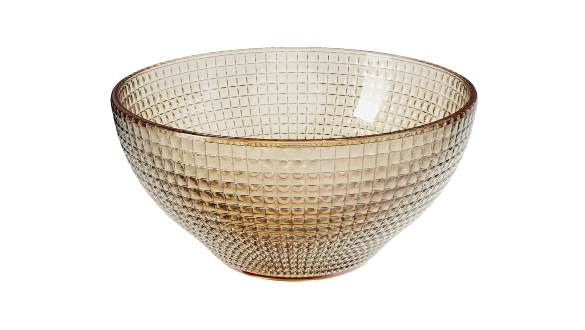 Dotted-Texture Amber Borosilicate Glass Bowl 8 in – 1660 ml, product code 33122