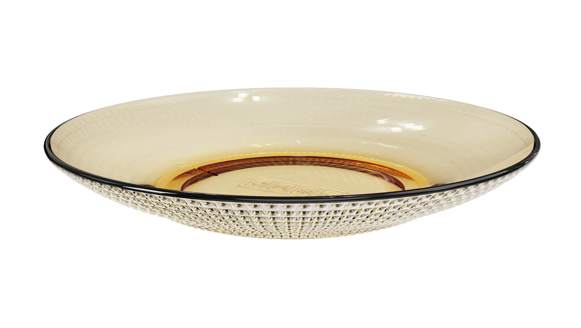 Dotted-Texture Amber Borosilicate Glass Plate 10 in – 960 ml, product code 33124