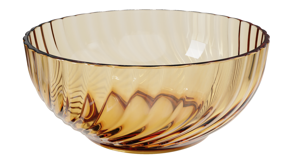Amber ripple-textured borosilicate glass bowl 8 in – 1990 ml, product code 33128