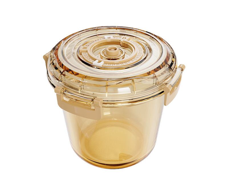 Amber round date-indicator borosilicate glass food container – 740 ml, product code 36940