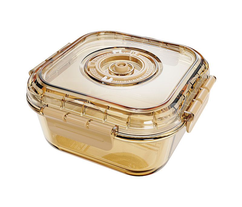 Amber square date-indicator borosilicate glass food container – 800 ml, product code 36944