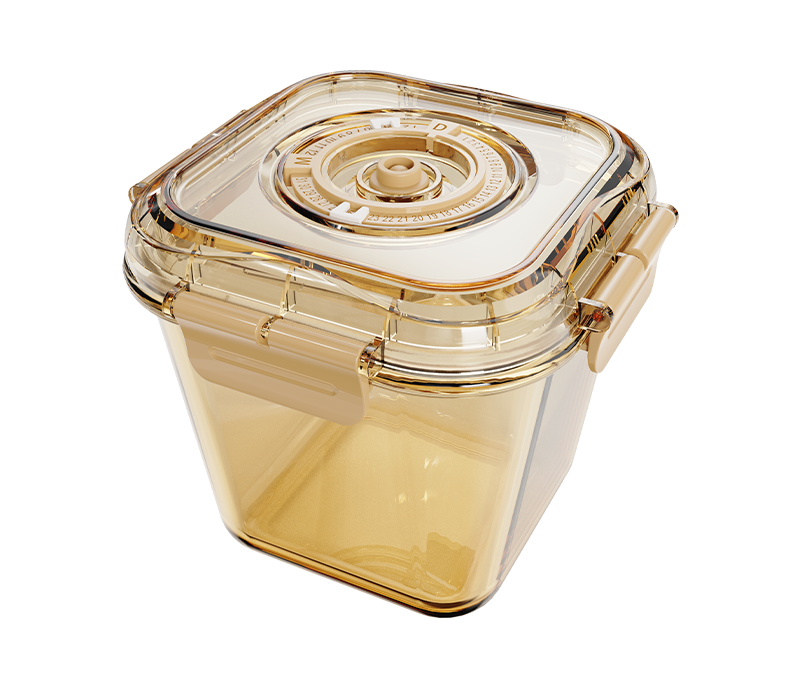Amber square date-indicator borosilicate glass food container – 900 ml, product code 36945