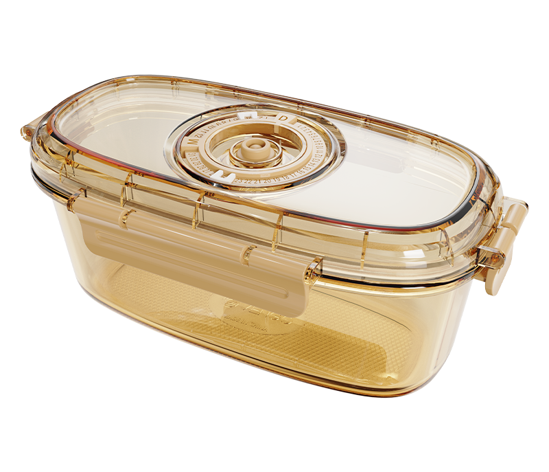 Amber round date-indicator borosilicate glass food container – 950 ml, product code 36947