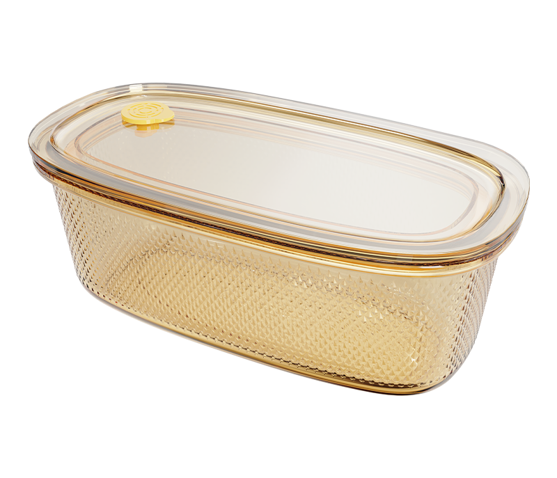 Amber textured oval push-button airtight glass food container – 950 ml, product code 36977