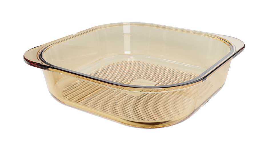 Amber square borosilicate glass baking dish – 2400 ml, product code 38040