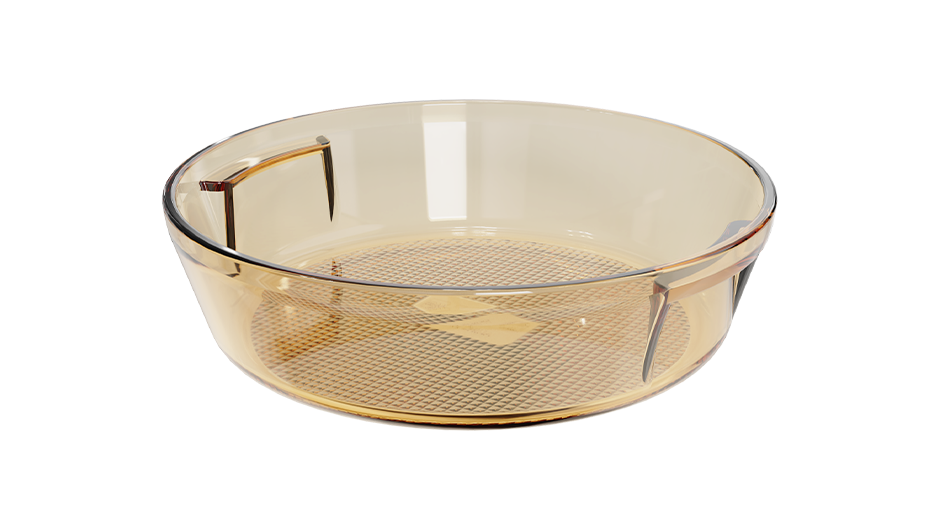 Amber round borosilicate glass baking dish – 2100 ml, product code 38041