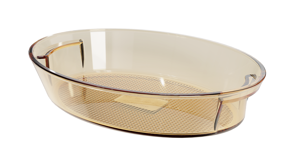 Amber round borosilicate glass baking dish – 1700 ml, product code 38045