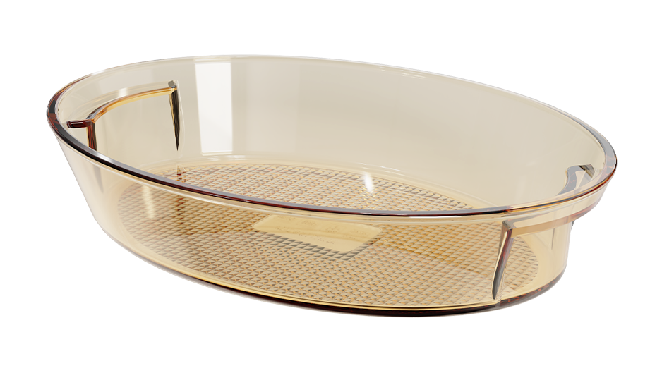Amber round borosilicate glass baking dish – 2600 ml, product code 38046