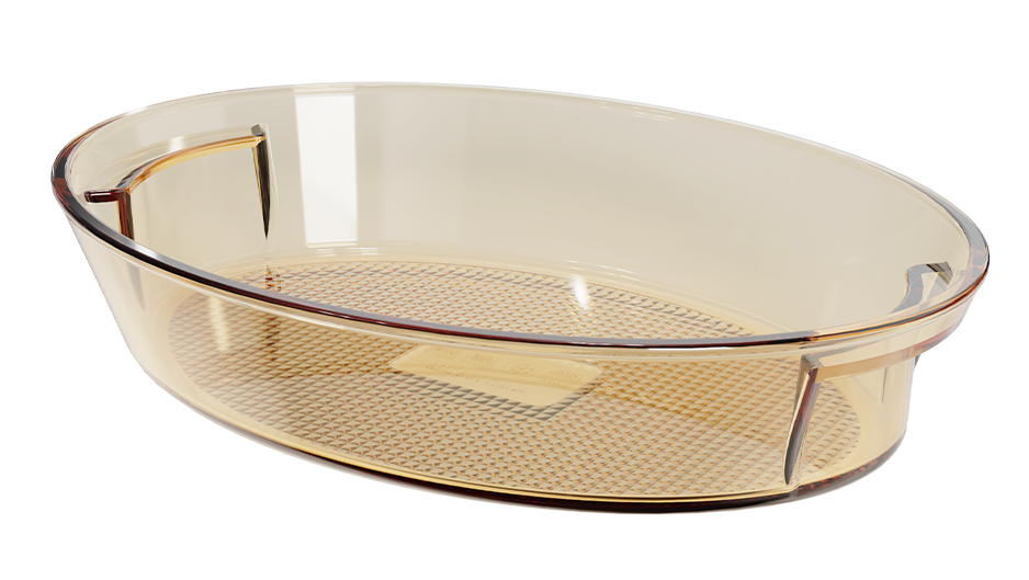 Amber round borosilicate glass baking dish – 4000 ml, product code 38047