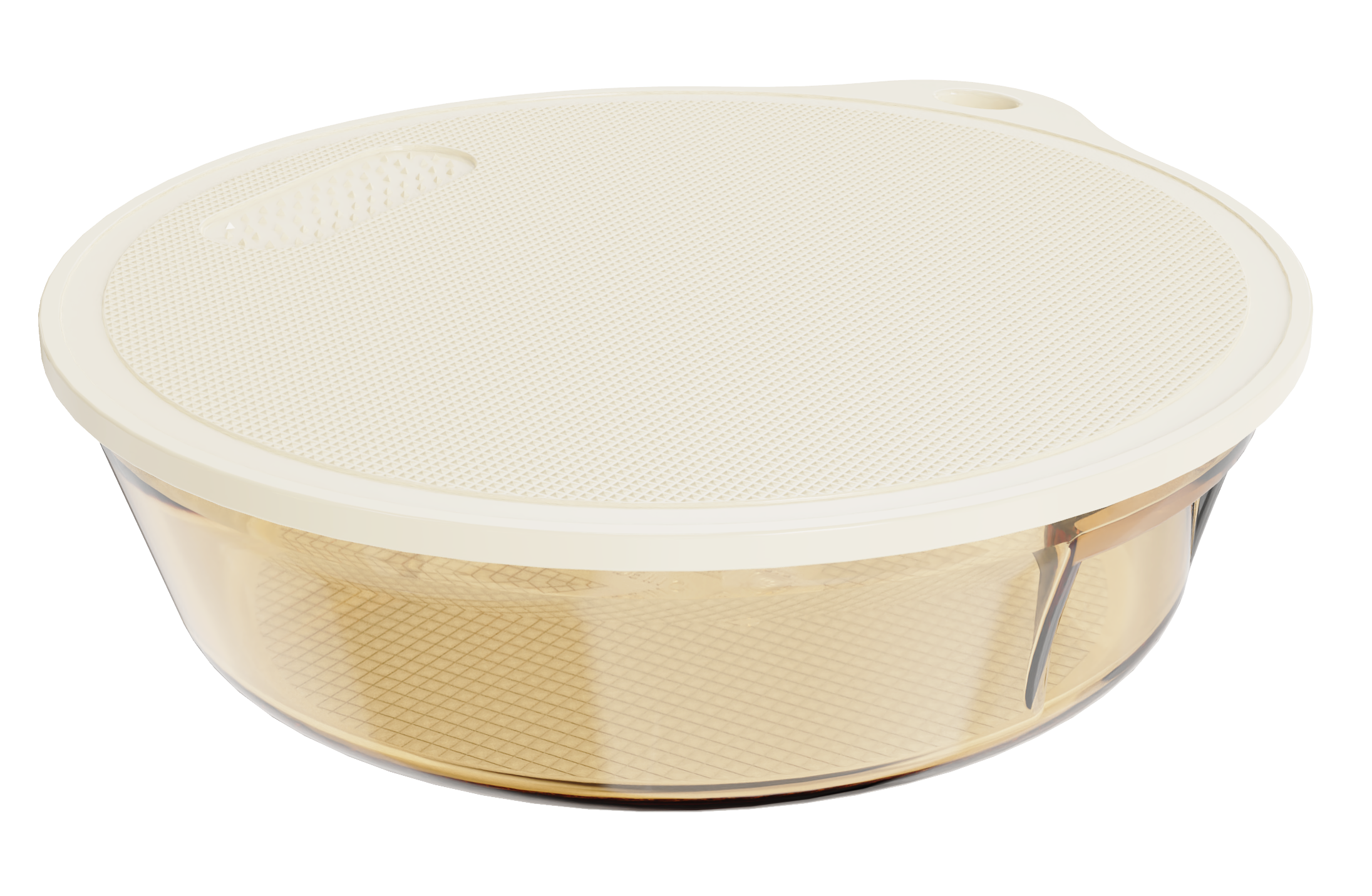 Amber round borosilicate glass baking dish with lid – 2100 ml, product code 38406
