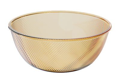 Ribbed Amber Borosilicate Glass Salad & Serving Bowl – 5250 ml, product code 38452