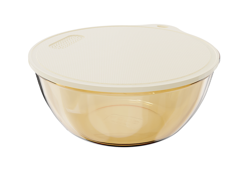 Smooth-Finish Amber Borosilicate Glass Salad & Serving Bowl with Lid – 3360 ml, product code 38470