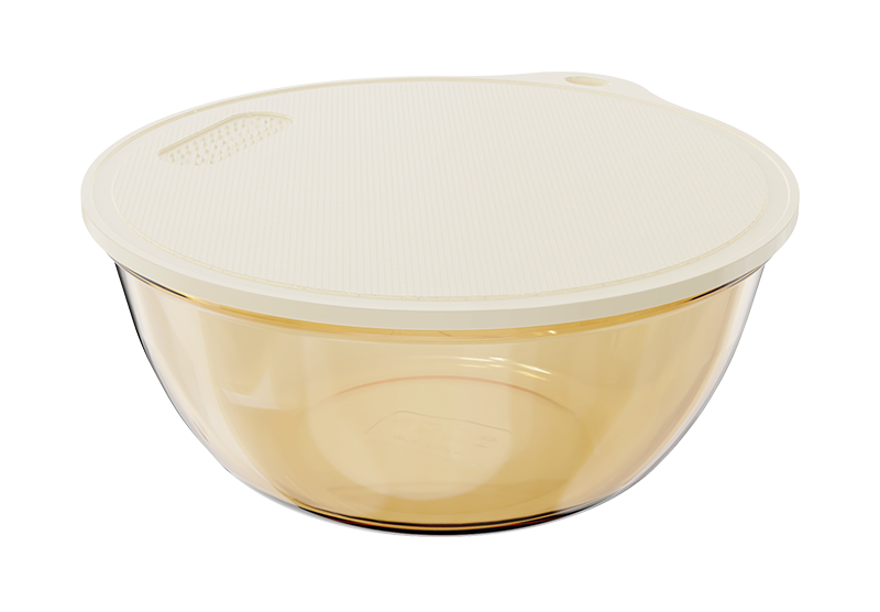 Smooth-Finish Amber Borosilicate Glass Salad & Serving Bowl with Lid – 4200 ml, product code 38471
