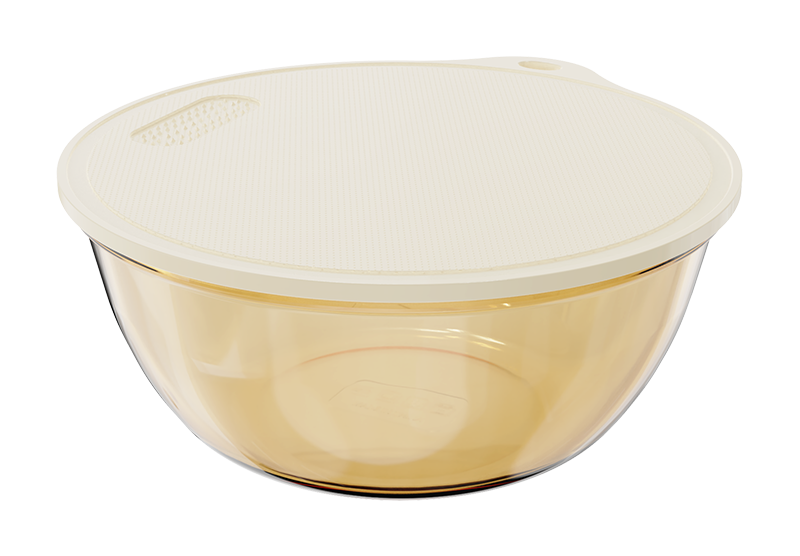 Smooth-Finish Amber Borosilicate Glass Salad & Serving Bowl with Lid – 5250 ml, product code 38472