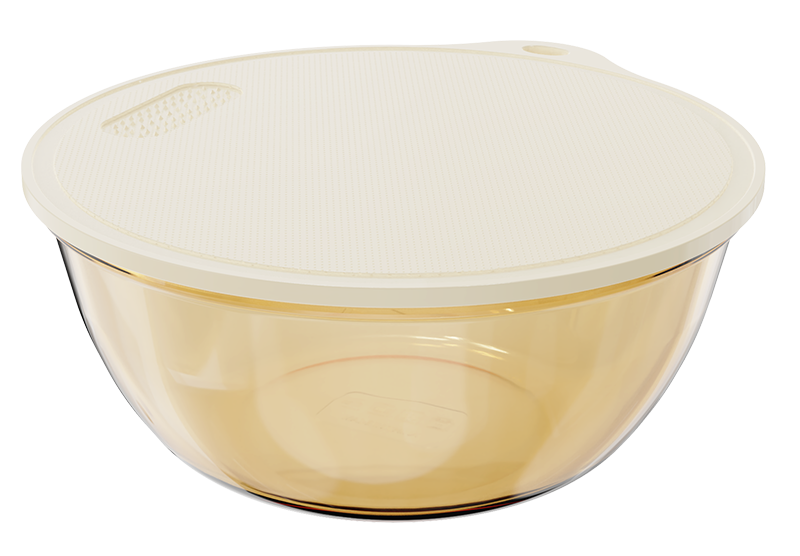 Smooth-Finish Amber Borosilicate Glass Salad & Serving Bowl with Lid – 6400 ml, product code 38473